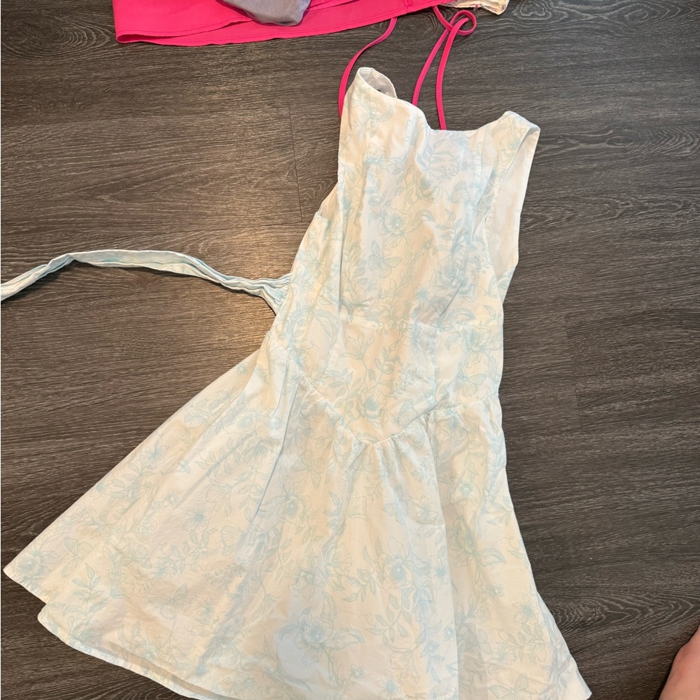 Target White and Blue Floral Mini Dress